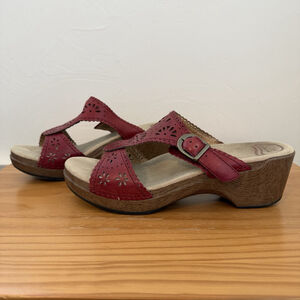 Dansko Sapphire Platform Wedge Sandal Red Leather Size 42 US 11
